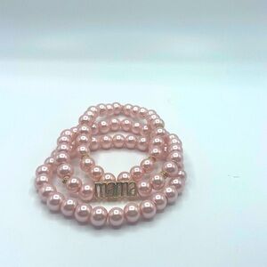Pink Beaded 'Mama' Bracelet Set